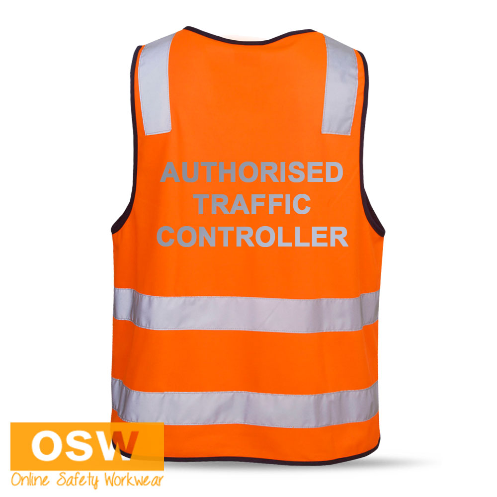 Hi Vis Yellow/Orange Day & Night AUTHORISED TRAFFIC CONTROLLER Safety ...